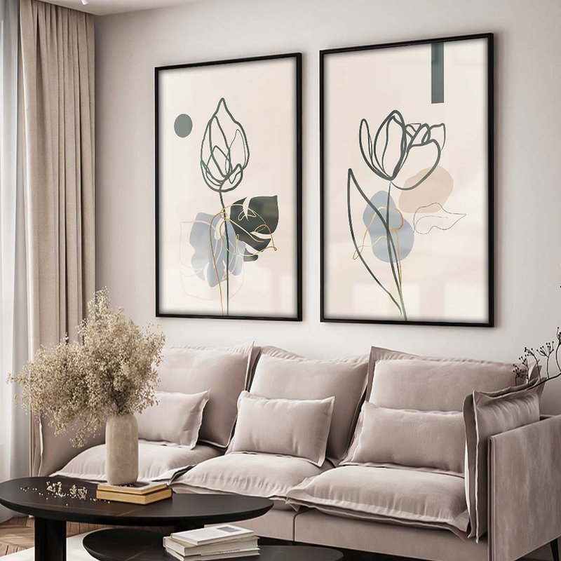 2 quadro duo rosa em linhas preto