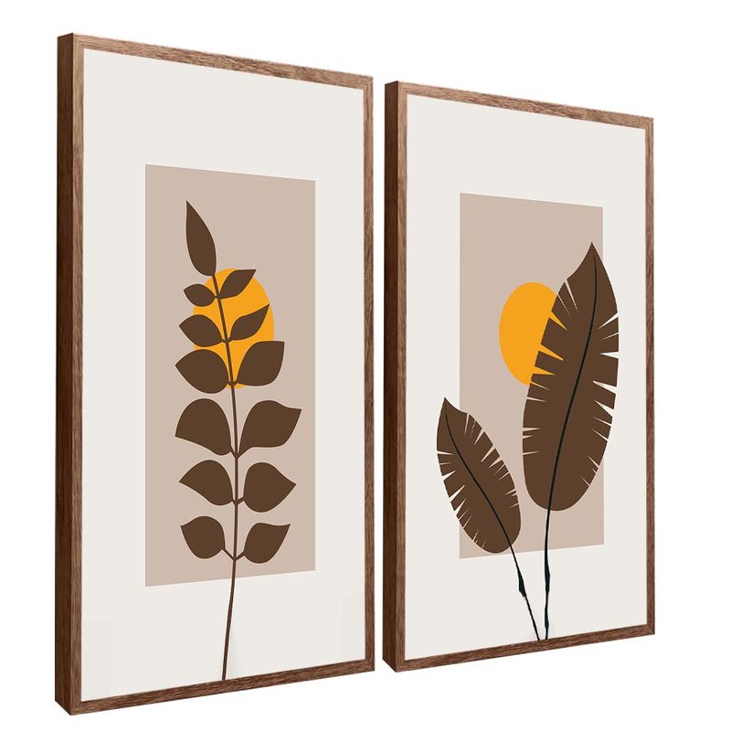 quadro duo floral e sol madeira