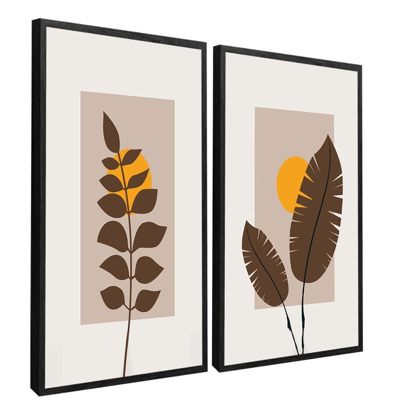 quadro duo floral e sol preto