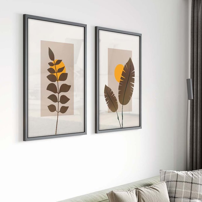 1 quadro duo floral e sol preto