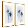 quadro duo floral em aquarela dourado