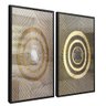 quadro duo circulos dourados abstratos preto reflexo
