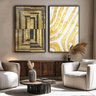 2 quadro duo ouro abstrato preto