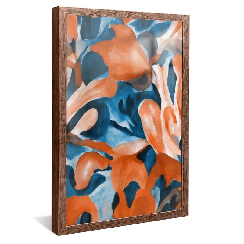 quadro veludo azul e laranja madeira reflexo