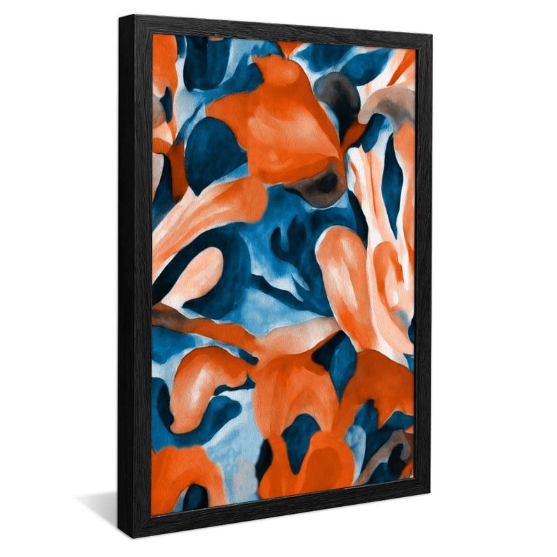 quadro veludo azul e laranja preto