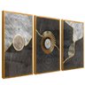 quadro simbolos abstratos madeira dourado reflexo