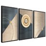 quadro trio simbolos em aco preto reflexo