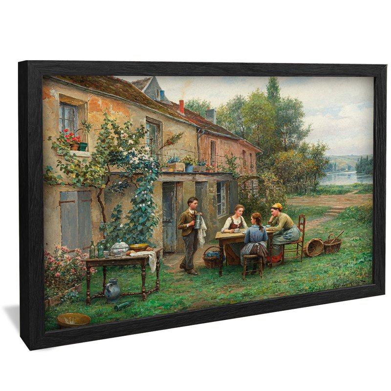 quadro decorativo cafe no jardim de ridgway knight v1132 moldura preta