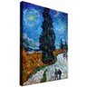 quadro decorativo estrada com cipreste e estrela van gogh borda infinita