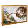 quadro decorativo a criacao de adao de michelangelo v1138 moldura dourada