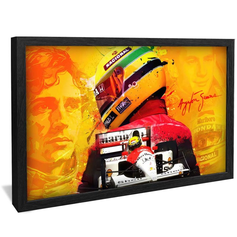 quadro ayrton senna brasil preto