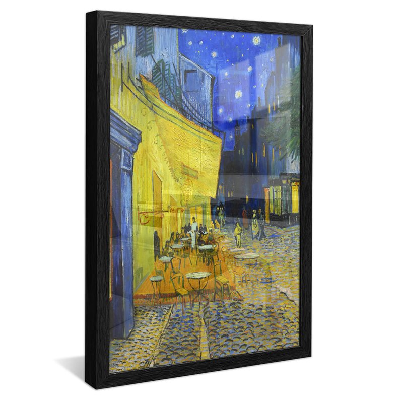 quadro decorativo van gogh cafe na praca moldura preta com vidro