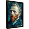quadro decorativo releitura auto retrato van gogh moldura preta com vidro