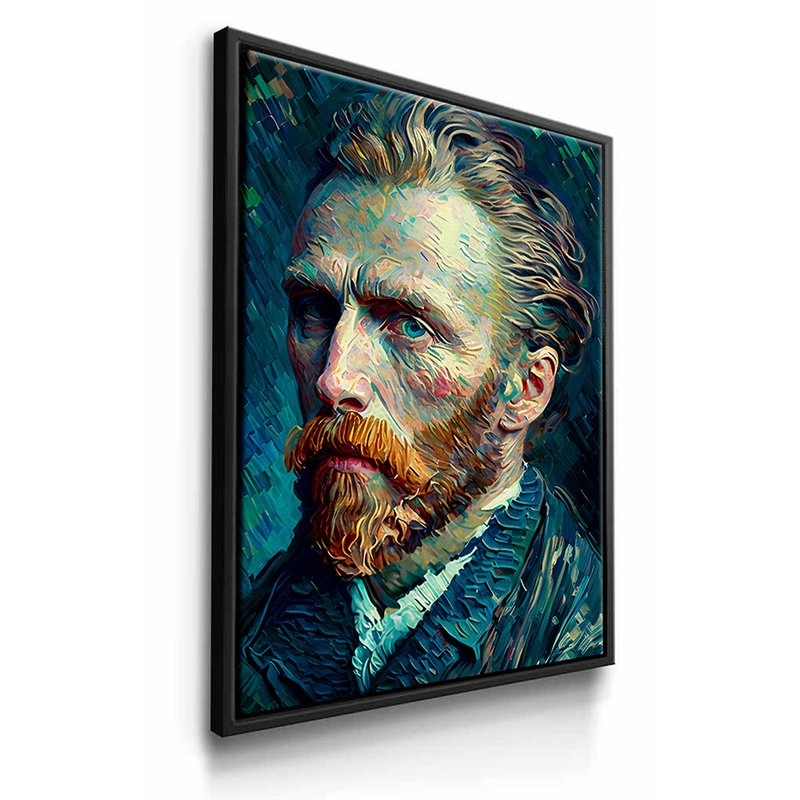 quadro decorativo releitura auto retrato van gogh moldura preta