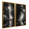 quadros decorativo noite em paris kit com 2 quadros moldura dourada com vidro