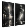 quadros decorativo noite em paris kit com 2 quadros moldura preta com vidro