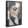 quadro rosto feminino em mosaico preto reflexo