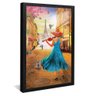 quadro decorativo mulher tocando violino em paris v1653 moldura preta com vidro