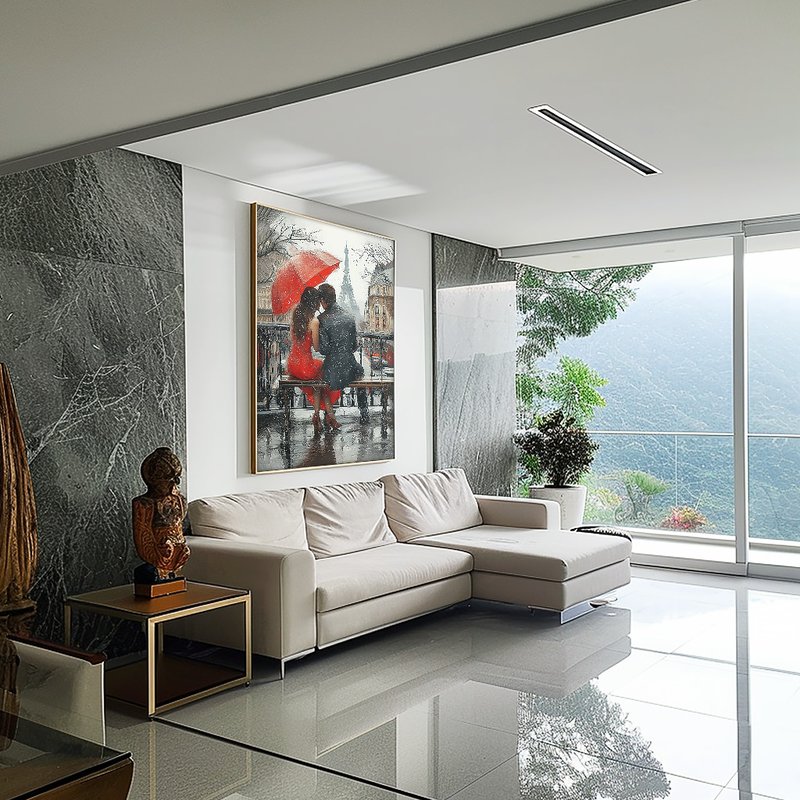 quadro decorativo casal na chuva em paris v1104 01