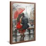 quadro decorativo casal na chuva em paris v1104 moldura de madeira com vidro