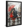 quadro decorativo casal na chuva em paris v1104 moldura preta com vidro