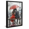 quadro decorativo pintura casal em paris v1097 moldura preta com vidro