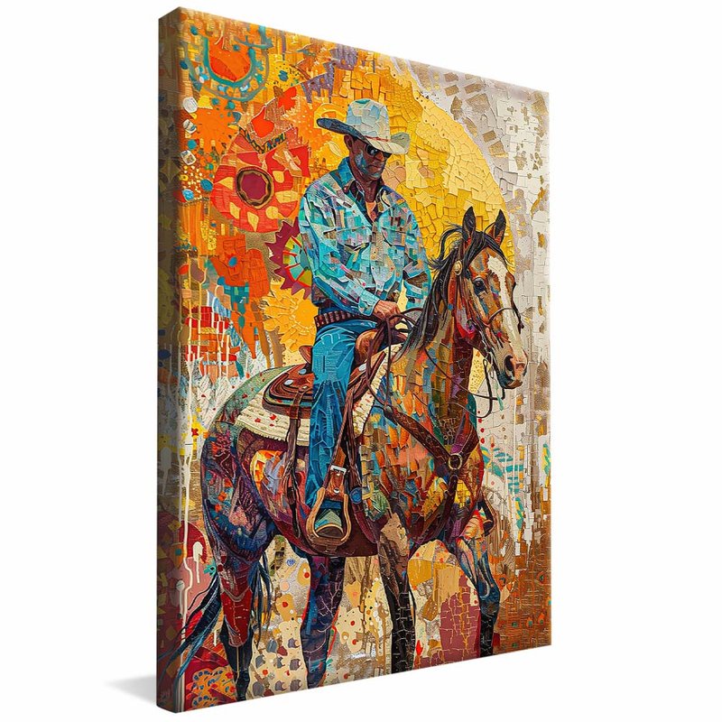 quadro cowboy mosaico borda infinita