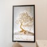 1 quadro arvore vida branca dourada preto