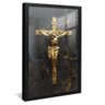 quadro cruz dourada preto reflexo