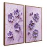 quadro duo pintura flor violeta madeira