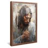 quadro decorativo jesus cristo rezando v742 moldura de madeira com vidro