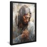 quadro decorativo jesus cristo rezando v742 moldura preta com vidro