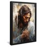 quadro decorativo jesus cristo rezando v742 moldura preta