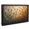 quadro decorativo floral dourado em oleo v1323 moldura preta