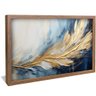 quadro decorativo abstrato pintura azul e dourado v85 moldura de madeira
