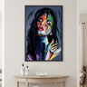 quadro decorativo pintura mulher 01 moldura pretra