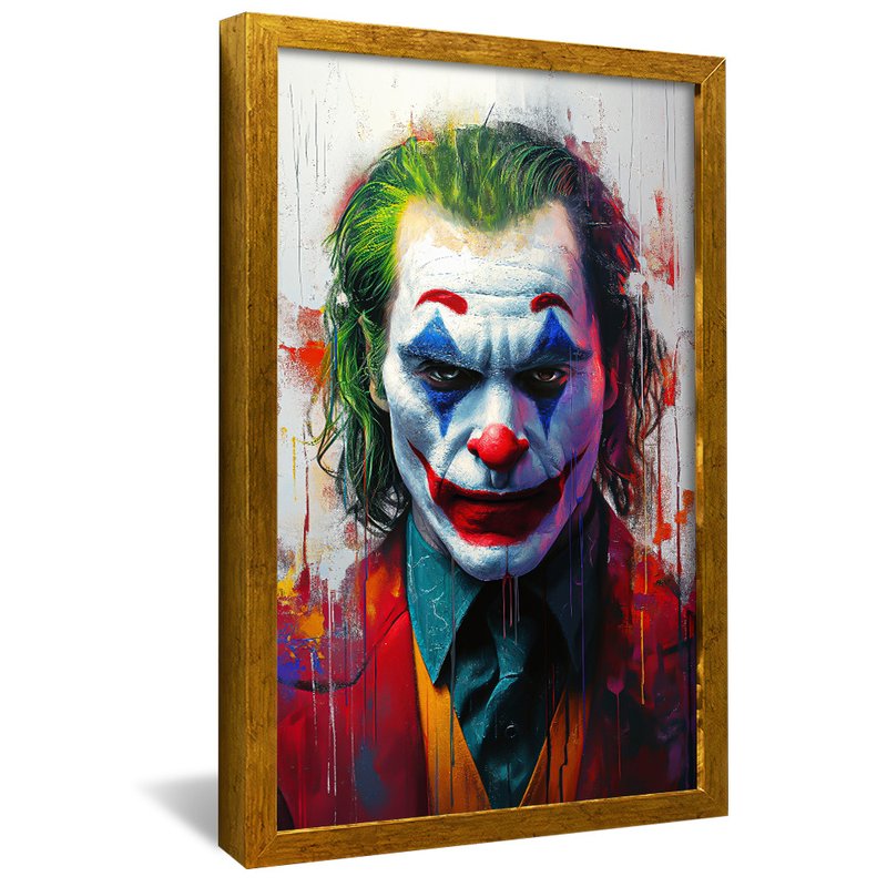 quadro decorativo coringa de joaquin phoenix v1334 moldura dourada