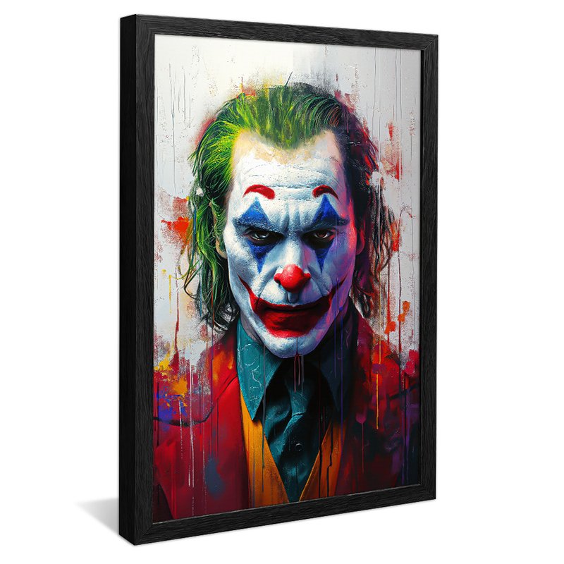 quadro decorativo coringa de joaquin phoenix v1334 moldura preta