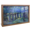 quadro decorativo noite estrelada sobre o rodano de van gogh v1145 moldura de madeira com vidro