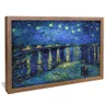 quadro decorativo noite estrelada sobre o rodano de van gogh v1145 moldura de madeira