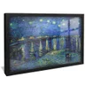 quadro decorativo noite estrelada sobre o rodano de van gogh v1145 moldura preta com vidro