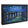 quadro decorativo noite estrelada sobre o rodano de van gogh v1145 moldura preta