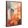 quadro decorativo mosaico geometricos quadrados v1011 moldura de madeira com vidro