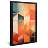 quadro decorativo mosaico geometricos quadrados v1011 moldura preta