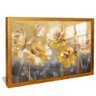 quadro decorativo pintura flores douradas v722 moldura dourada com vidro