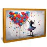 quadro decorativo grafitti menina baloes moldura dourada
