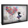 quadro decorativo grafitti menina baloes moldura preta com vidro