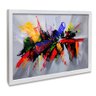quadro decorativo abstrato explosao de cores moldura branca