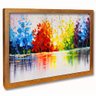 quadro decorativo abstrato cor vivida moldura dourada