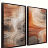 quadros decorativo abstrato pinceladas v987 kit com 2 quadros moldura preta com vidro